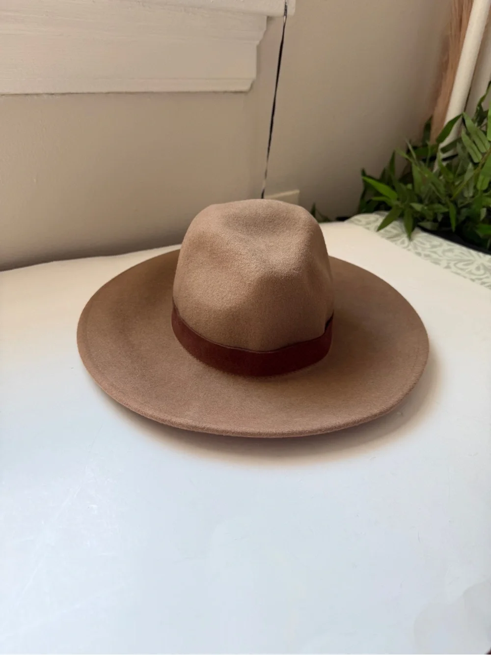 Free People Beaumont Wool Hat Suede Band Wide Brim Fedora Boho Western Festival
